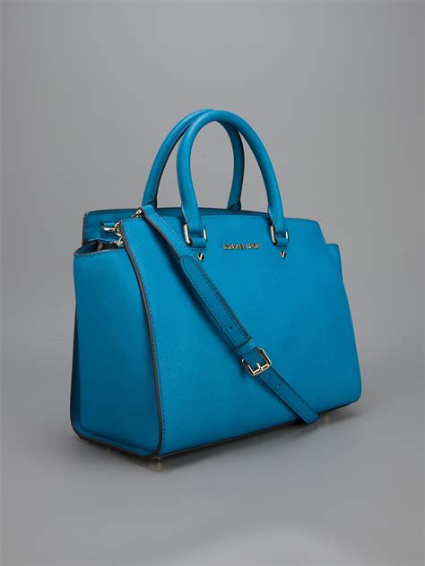 michael kors selma two tone blue|Selma leather handbag Michael Kors Blue in Leather .